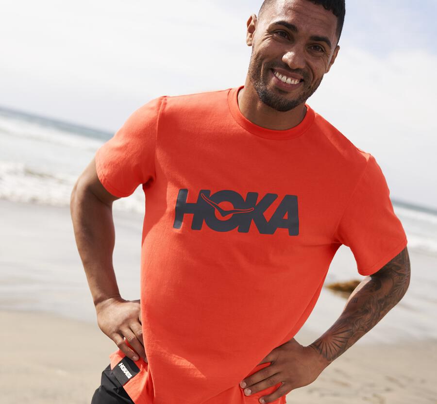 Camisa Hoka One One Masculino Vermelhas - Brand - 952-EZHXPA